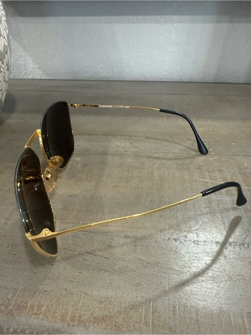 Vintage Claudio La Viola for Private Eyes Gold Rimless Sunglasses Made in Italy